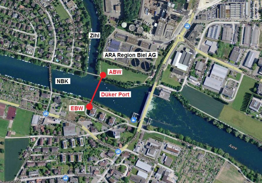 Düker Port: Einlauf- und Auslaufwerk Standort