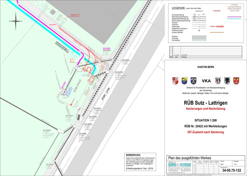 Sutz-Lattrigen Rebenacherweg 1e Werkleitungen Situation